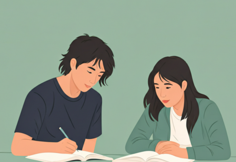 Estudiantes estudiando juntos